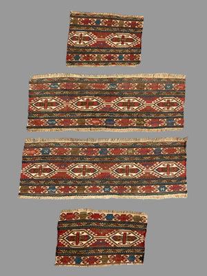 Caucasian antique Shah Savan soumak mafrash panel set (4 pieces)