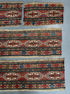 Caucasian antique Shah Savan soumak mafrash panel set (4 pieces)
