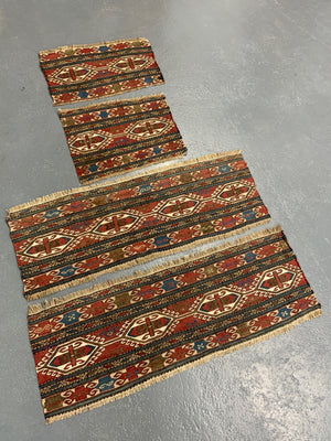 Caucasian antique Shah Savan soumak mafrash panel set (4 pieces)
