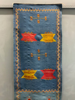 Morrocan flatweave and weft pattern kilim runner (415 x 87cm)