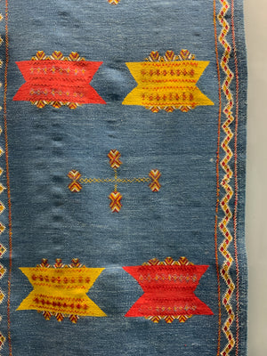 Morrocan flatweave and weft pattern kilim runner (415 x 87cm)