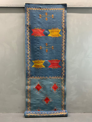 Morrocan flatweave and weft pattern kilim runner (415 x 87cm)