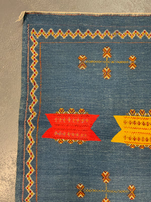 Morrocan flatweave and weft pattern kilim runner (415 x 87cm)
