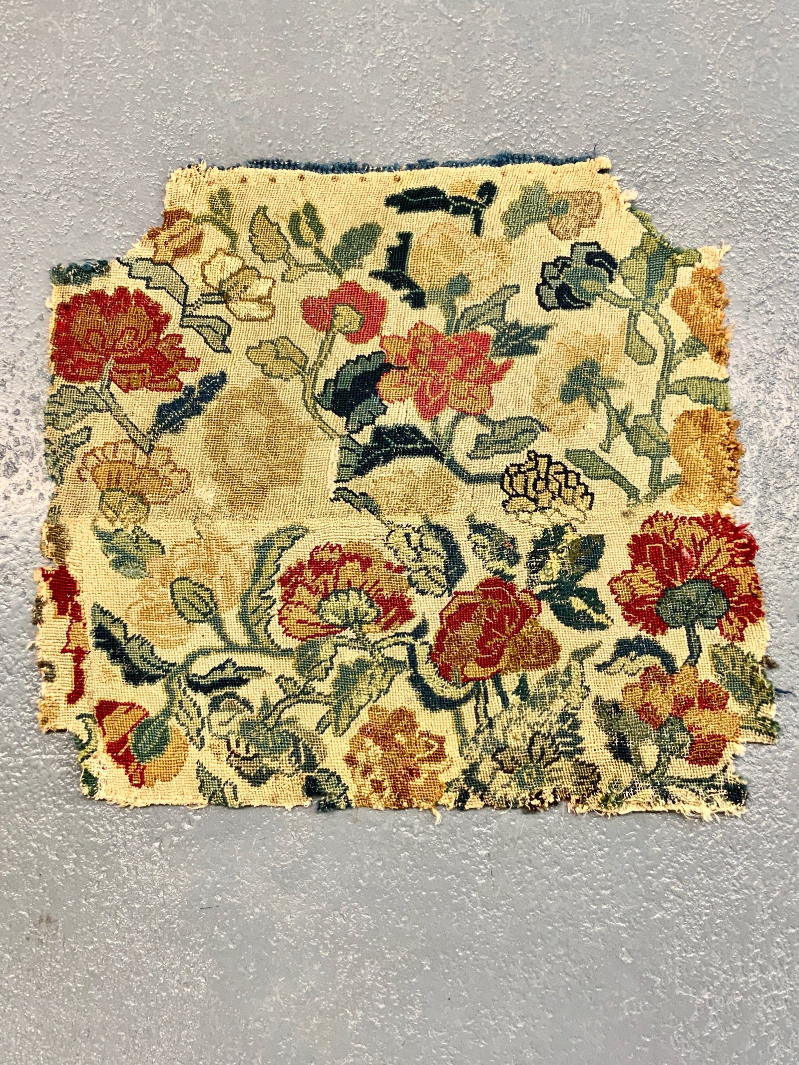 Antique petit point English or French seat cover (58 x 54cm)