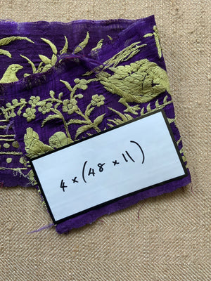 Surat or Chinese Parsi work embroidered fragments (11 x 48cm) [4]