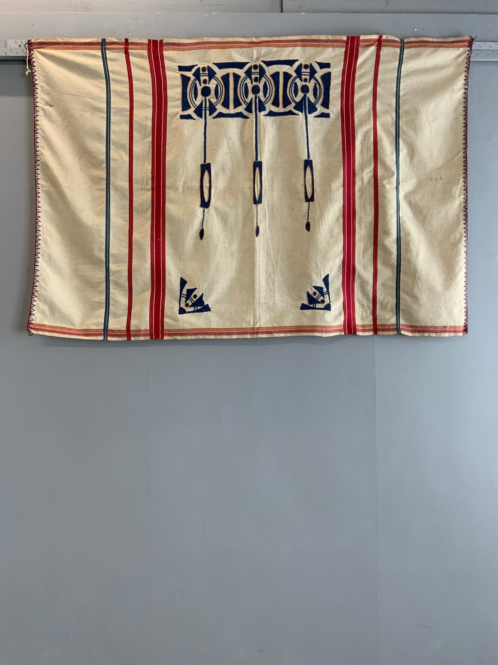 Vienna School style vintage embroidered textile (151 x 102cm)