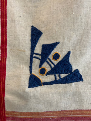 Vienna School style vintage embroidered textile (151 x 102cm)