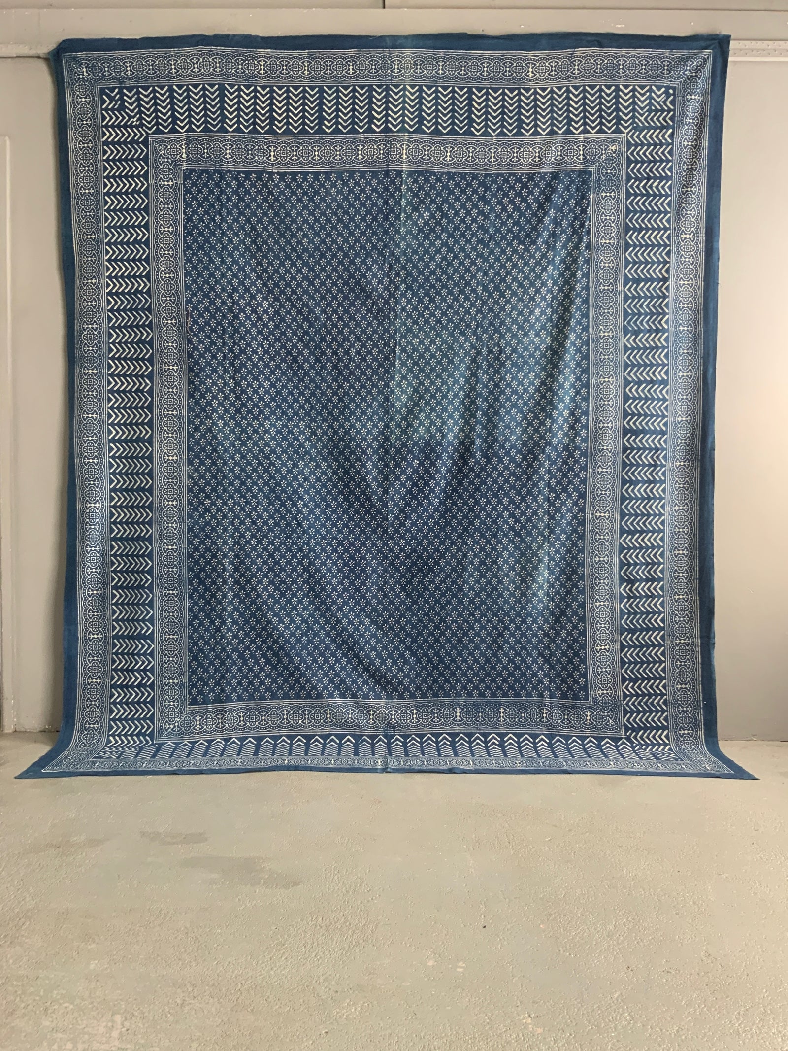 Sindhi simple resist ajrak indigo cotton (269 x 223cm)