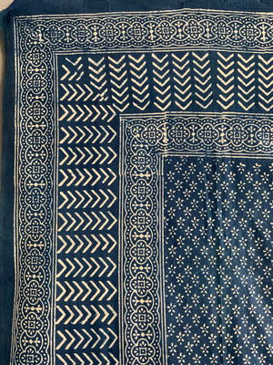 Sindhi simple resist ajrak indigo cotton (269 x 223cm)
