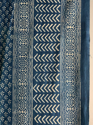 Sindhi simple resist ajrak indigo cotton (269 x 223cm)
