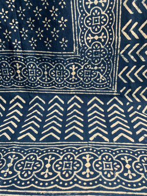 Sindhi simple resist ajrak indigo cotton (269 x 223cm)
