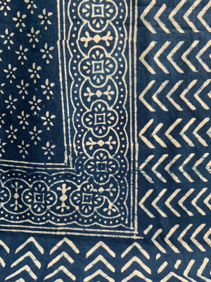 Sindhi simple resist ajrak indigo cotton (269 x 223cm)