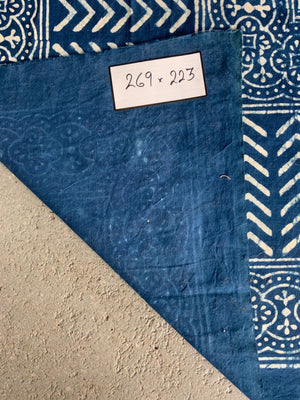 Sindhi simple resist ajrak indigo cotton (269 x 223cm)