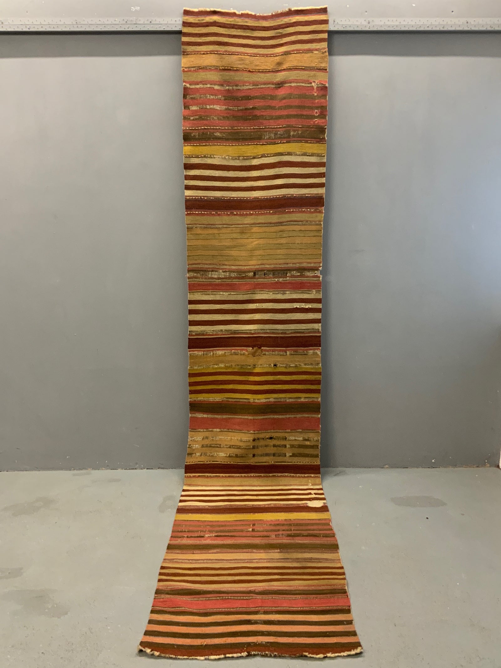 Turkish Anatolian antique striped flatweave (365 x 75cm)