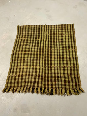 Anatolian green vintage wool chequered flatweave (162 x 146cm)