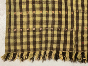 Anatolian green vintage wool chequered flatweave (162 x 146cm)