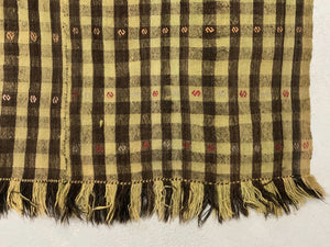 Anatolian green vintage wool chequered flatweave (162 x 146cm)