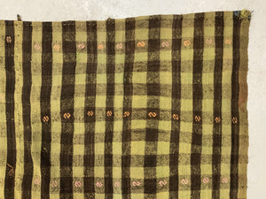 Anatolian green vintage wool chequered flatweave (162 x 146cm)