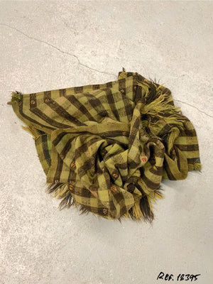 Anatolian green vintage wool chequered flatweave (162 x 146cm)