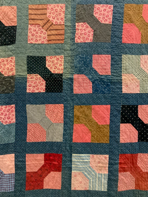 English antique fine North Country patchwork quilt (198 x 164cm)