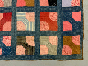 English antique fine North Country patchwork quilt (198 x 164cm)