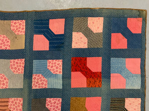 English antique fine North Country patchwork quilt (198 x 164cm)