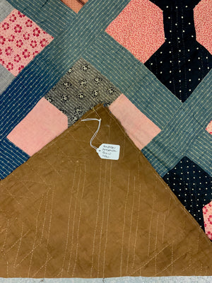 English antique fine North Country patchwork quilt (198 x 164cm)