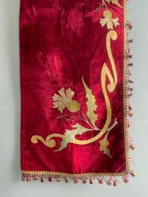 Scottish antique velvet panel (145 x 41cm)