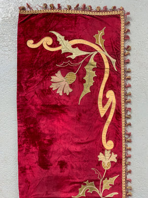 Scottish antique velvet panel (145 x 41cm)
