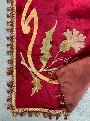 Scottish antique velvet panel (145 x 41cm)