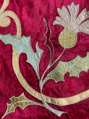 Scottish antique velvet panel (145 x 41cm)
