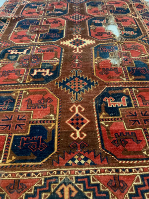 Uzbek antique nomad fragmentary carpet (296 x 129cm)