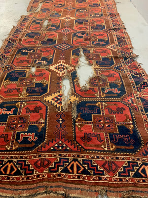 Uzbek antique nomad fragmentary carpet (296 x 129cm)