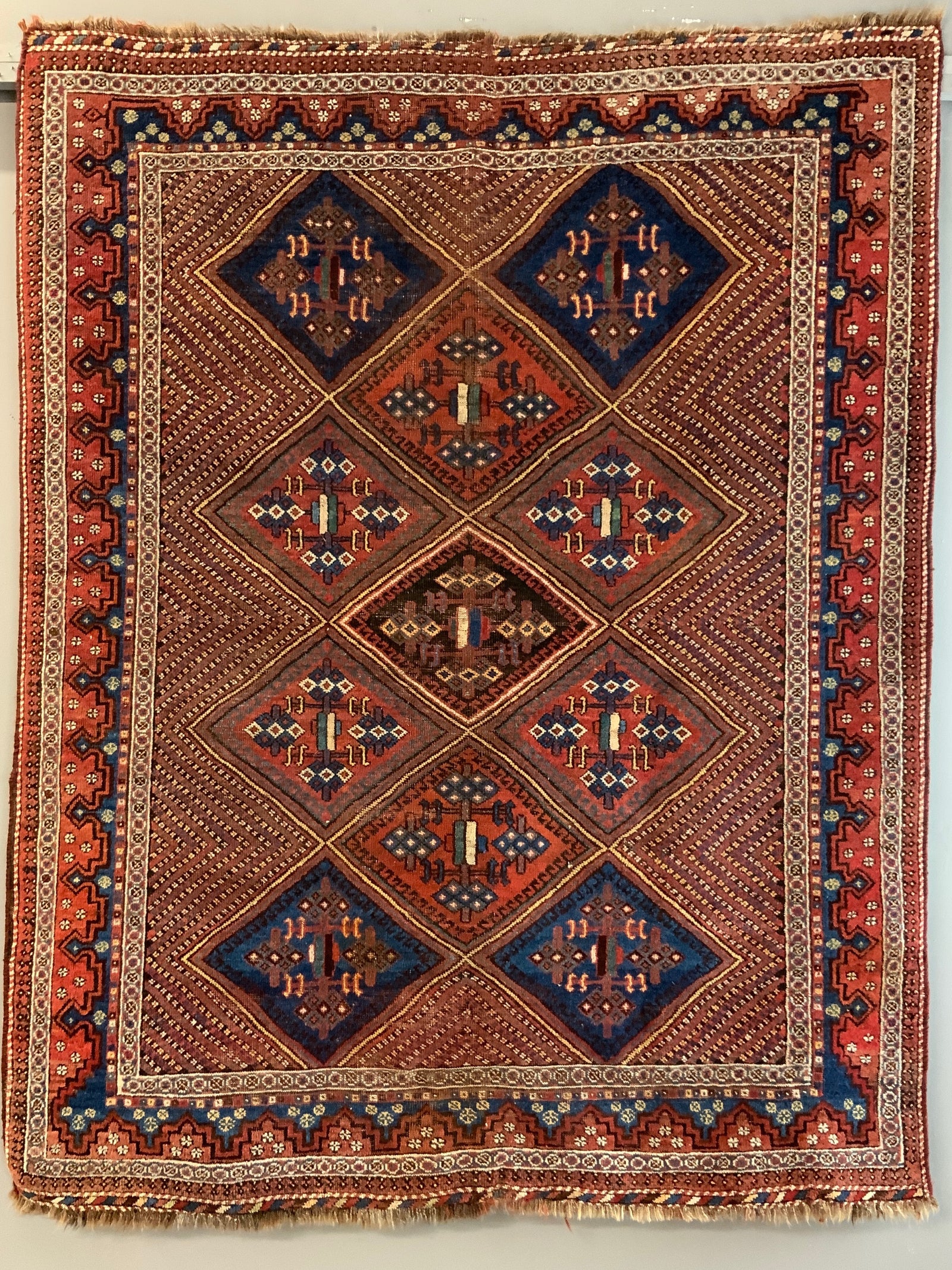 Afshar antique lattice design rug (169 x 136cm)