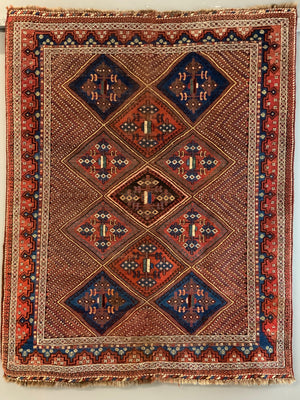 Afshar antique lattice design rug (169 x 136cm)