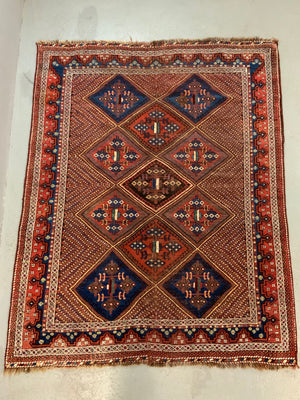 Afshar antique lattice design rug (169 x 136cm)