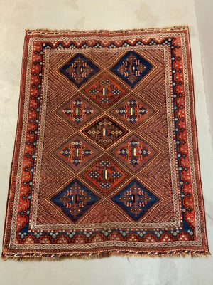 Afshar antique lattice design rug (169 x 136cm)
