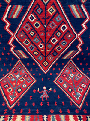 Turkish Sarkoy design large kilim carpet (355 x 276cm)