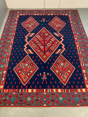 Turkish Sarkoy design large kilim carpet (355 x 276cm)
