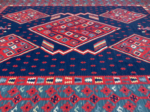 Turkish Sarkoy design large kilim carpet (355 x 276cm)