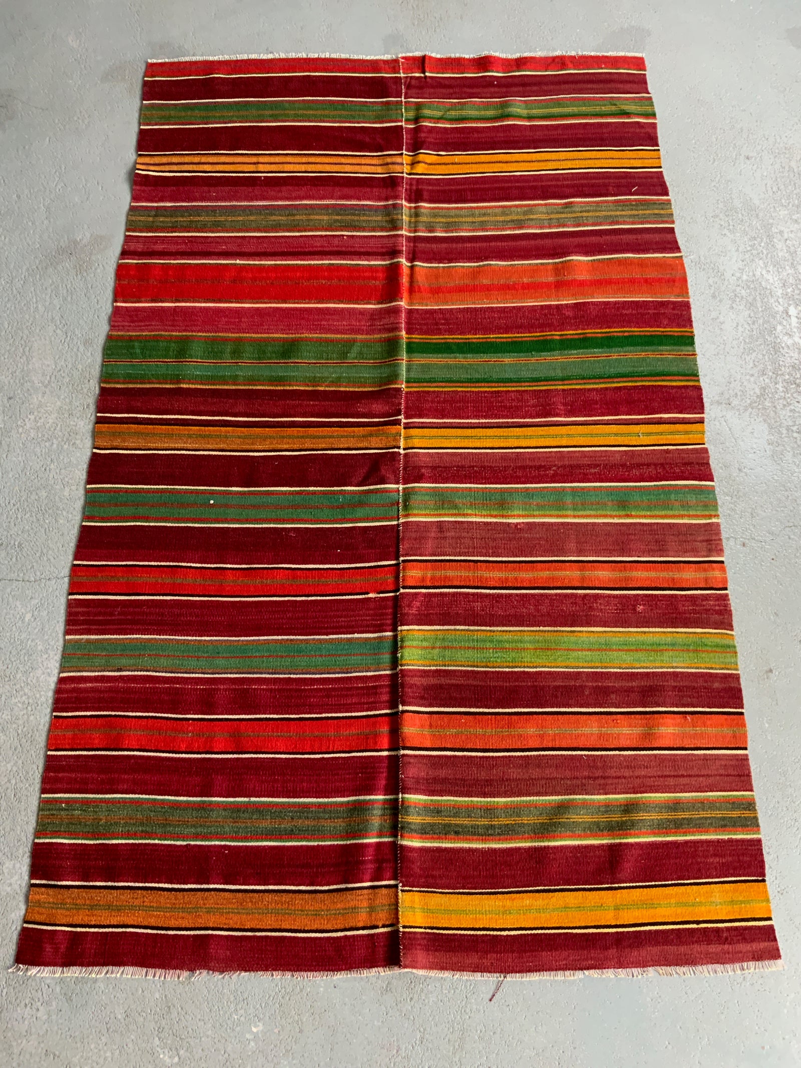 Turkish plainweave striped flatweave (231 x 144cm)