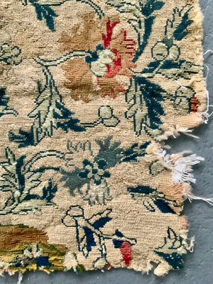 English / French antque petit point wool seat cover