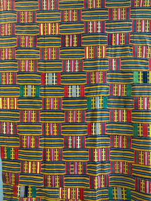 West African Ghana Ewe Kente mantle fragment (148 x 136cm)