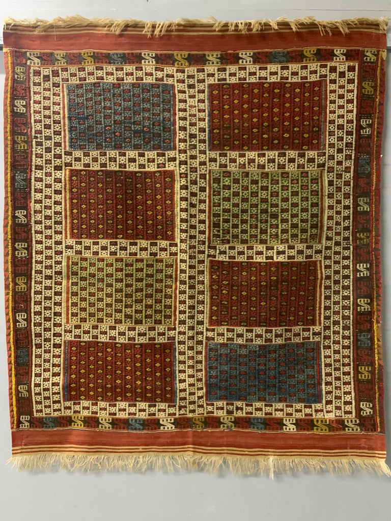 Turkish antique flatwoven cicim rug (188 x 164cm)