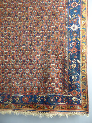 Afshar antique red / orange ground rug with lattice design (191 x 146cm)