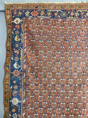 Afshar antique red / orange ground rug with lattice design (191 x 146cm)
