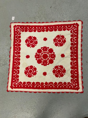 Hungarian vintage red cotton embroidery (62 x 66cm)