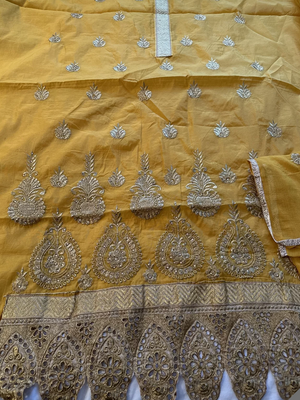 Gilt embroidered material for Khameez and Chunni [2]