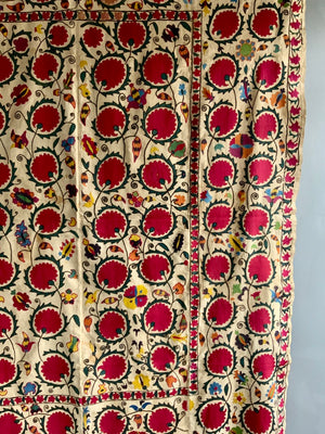 Tajikistan antique Uratubi / Khujand antique Suzani embroidery (213 x 160cm)