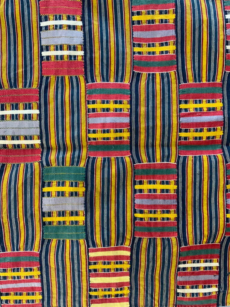 W.African Ghana Ewe Kente mantle fragment (148 x 136cm)